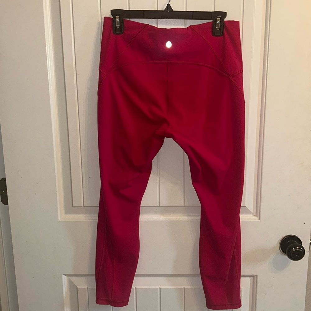 Lululemon Leggings - 23” Hot Pink with Mesh at hem.